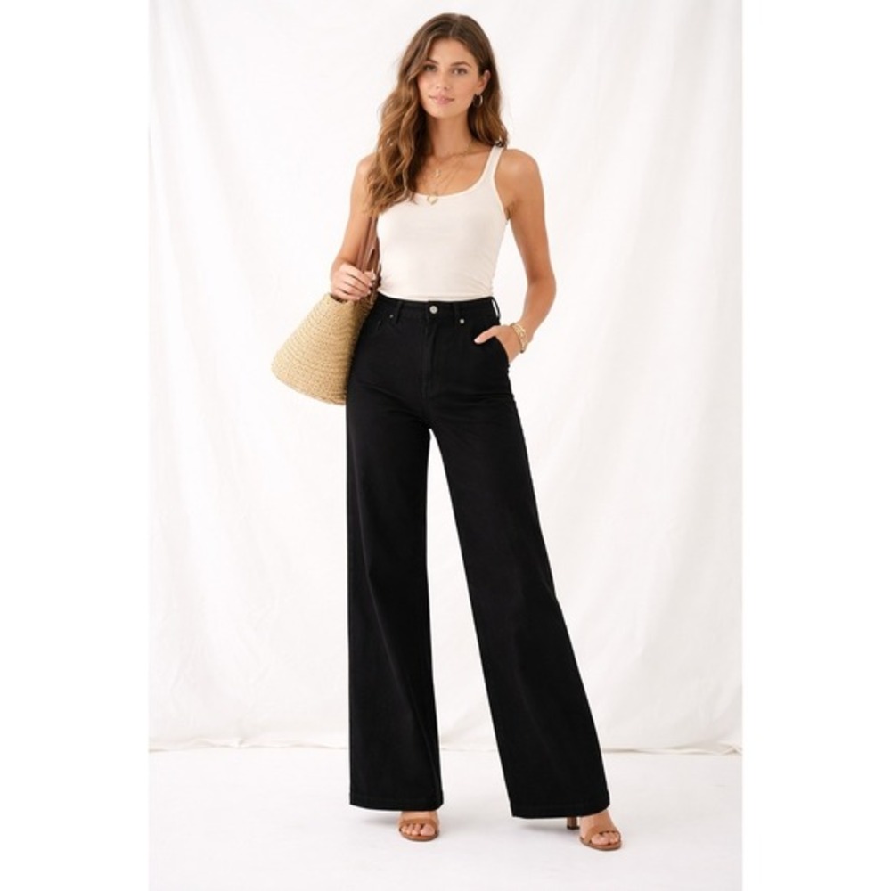 Bridge‎ by GLY High Rise Palazzo Black Wide Leg Pants Womens 10 NWT